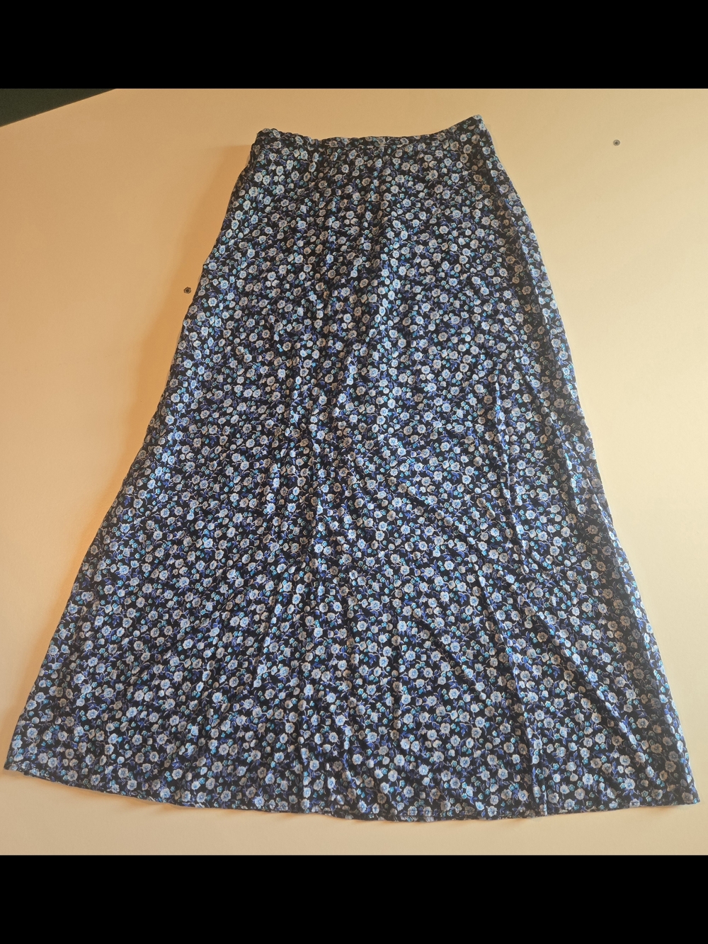 Kathie Lee Collection Blue and Black Floral Maxi Skirt